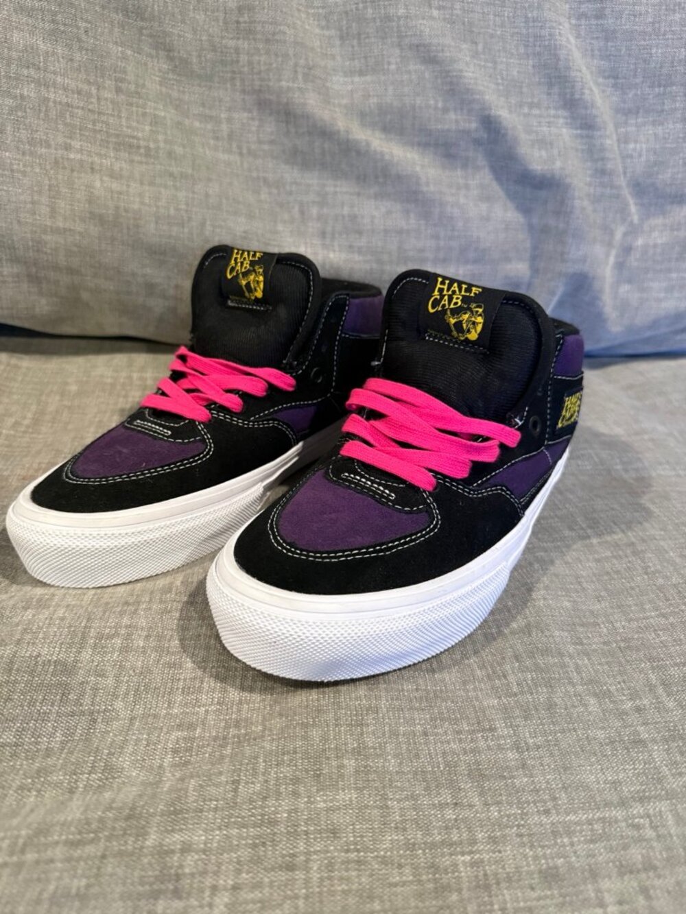 Vans Half Cab Skate Shoes Black Purple Pink Laces Men's 7.5 New No Box